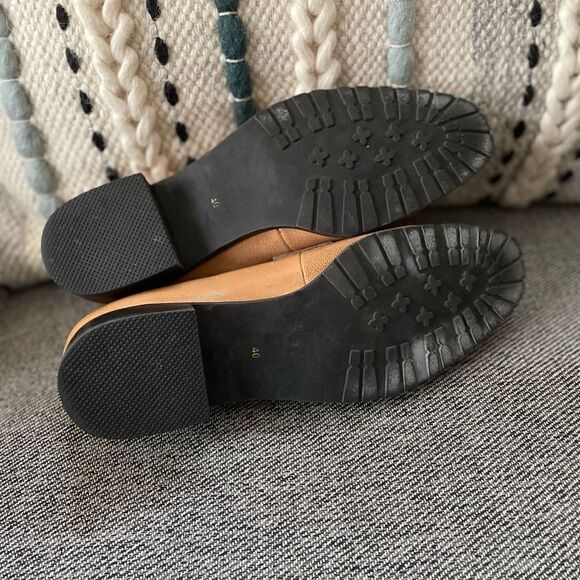 Textured leather heeled loafer 40 TAN - Picture 12 of 14